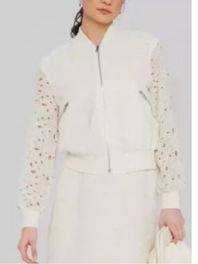 Jason Wu Lace Eyelet Evening / Bomber Jacket Zip Feminine Size Medium